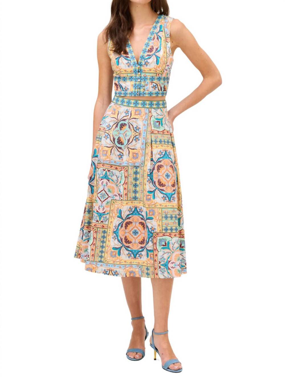 NEW ALLISON NEW YORK mabel midi skirt in scarf print